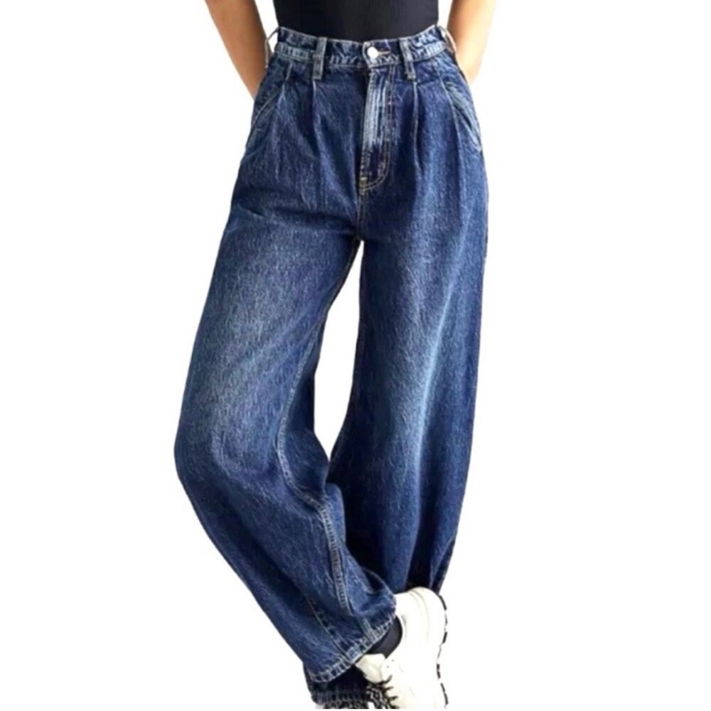 Free People Theo Jeans Balloon Barrel Pleated 80’s Retro Size 28
